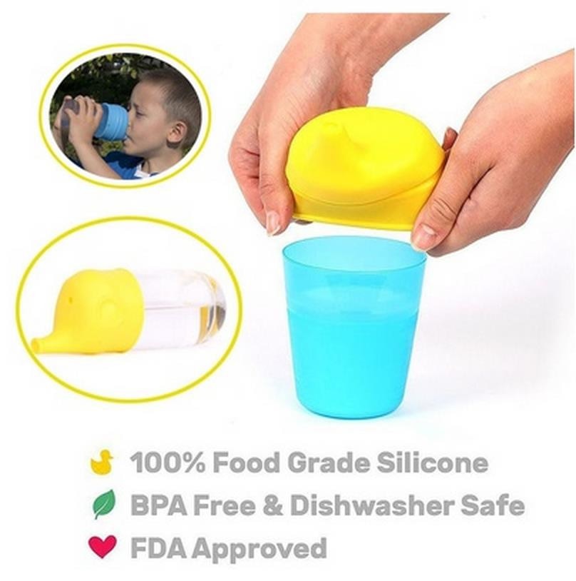 Kids Water Bottle Safety For Silicone Sippy Lids - Make Most Cups a Sippy Cup Leak Proof Drink Straw Sippy Cup for Kid Baby Feed